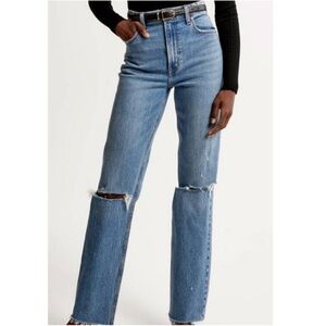 Abercrombie & Fitch The 90s Straight Ultra High Rise Distressed Jeans  Size 33
